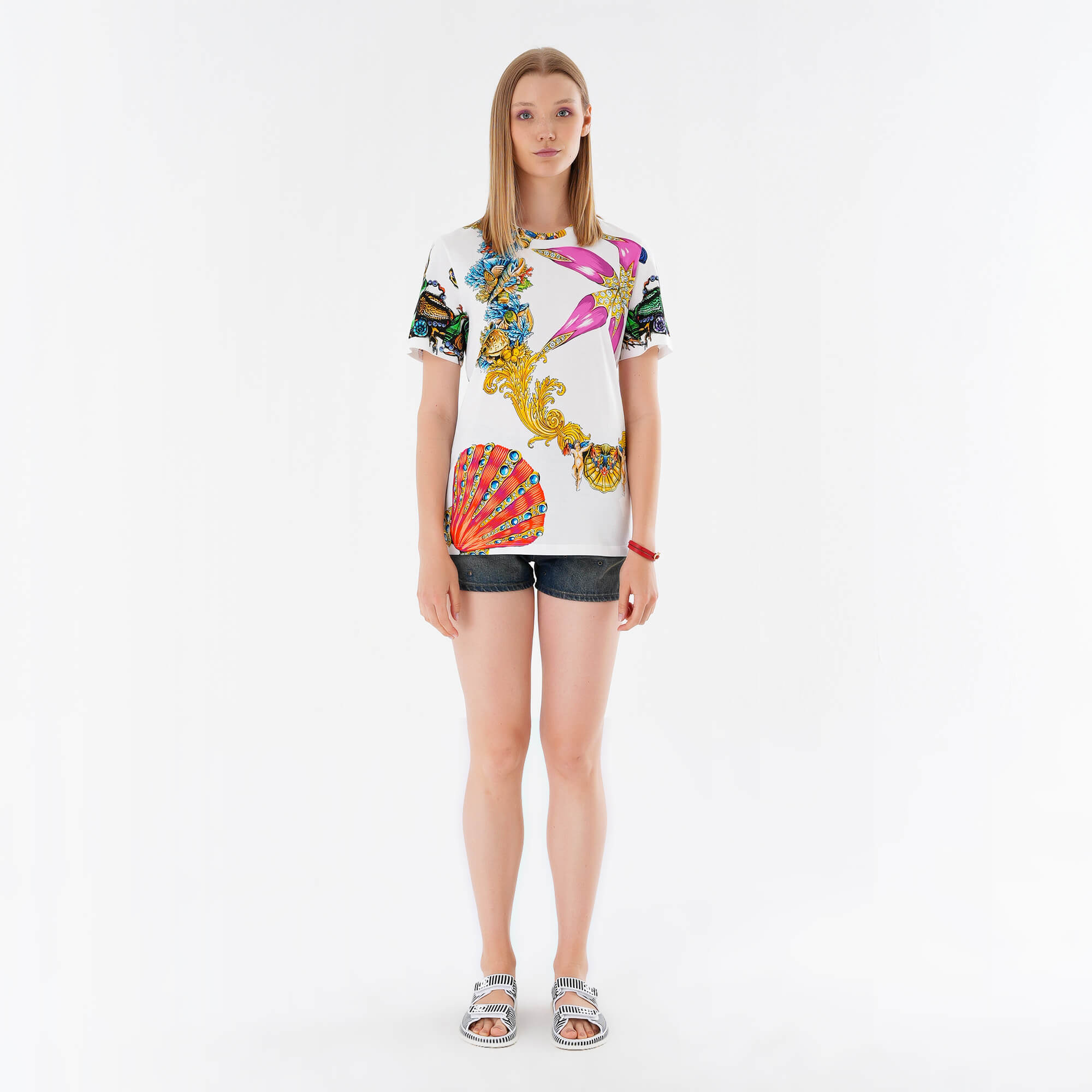 Versace - Multicolor Baraque Style Cotton Tshirt IT42